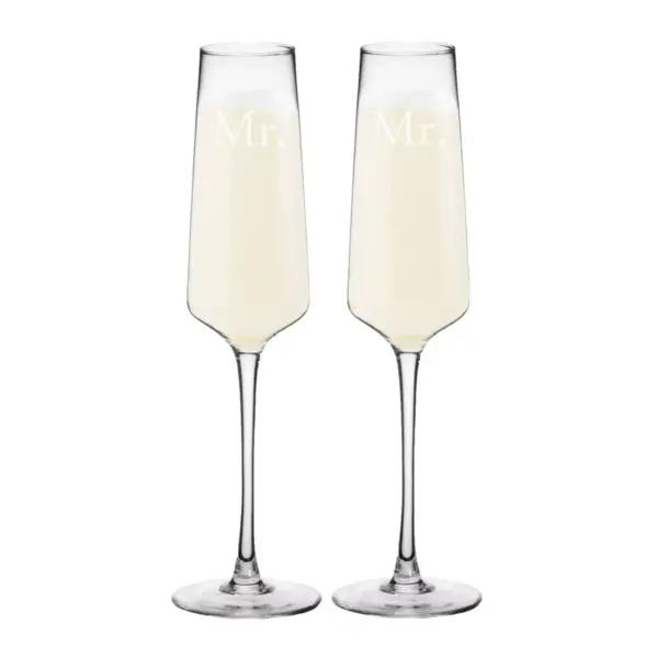 9.5oz "Mr. and Mr" Wedding Champagne Estate Glasses