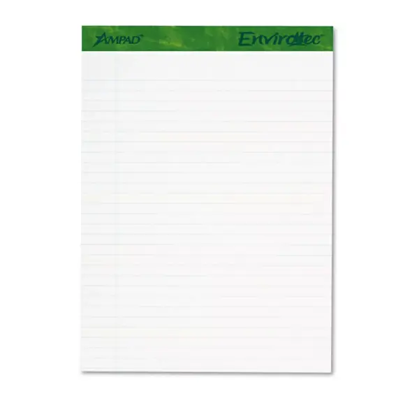 Ampad Earthwise Recycled Writing Pad 8 1/2 x 11 3/4 White 40 Sheets 4/Pack 40102