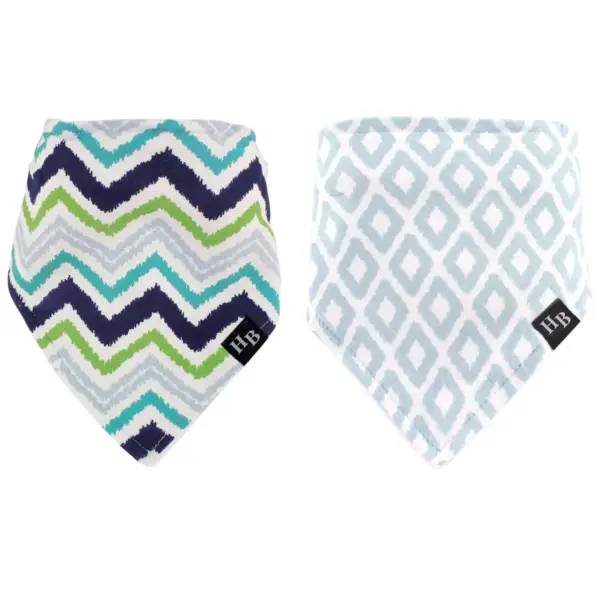 Hudson Baby Infant Boy Cotton Bandana Bibs 2pk, Chevron, One Size