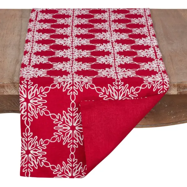 16"x70" Snowflake Runner Red/White - SARO Lifestyle