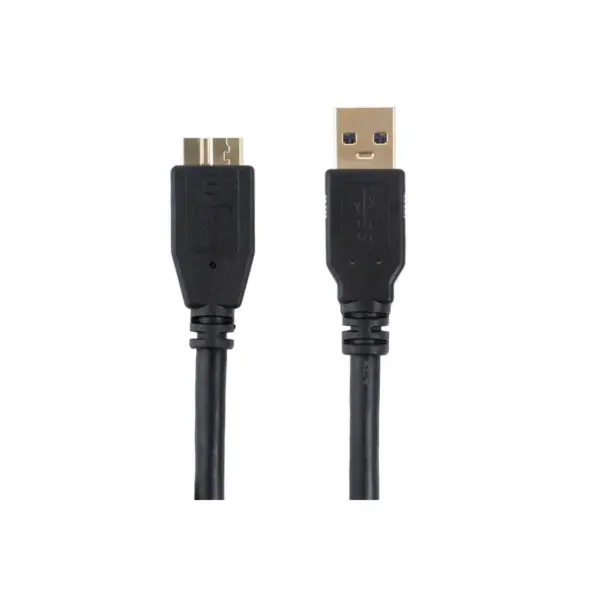 Monoprice USB 3.0 Type-A Male to Micro Type-B Female Cable - 3 Feet - Black | Compatible with Android, Hard drives, Samsung, HTC, WD and More! -