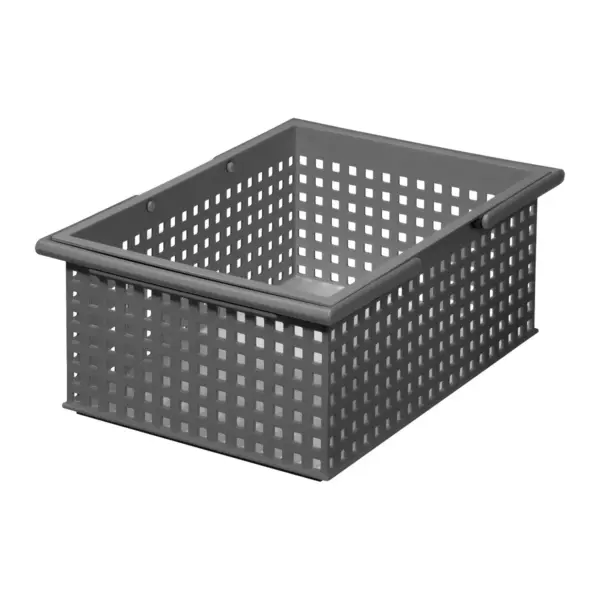 Like-It Versatile Stacking Plastic Home Bathroom Storage Solution Organizer Slotted Basket Tote, Gray (6 Pack)