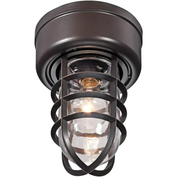 John Timberland Nautical Outdoor Ceiling Light Fixture Bronze Cage 10 3/4" Clear Glass Damp Rated for Porch Patio Entryway