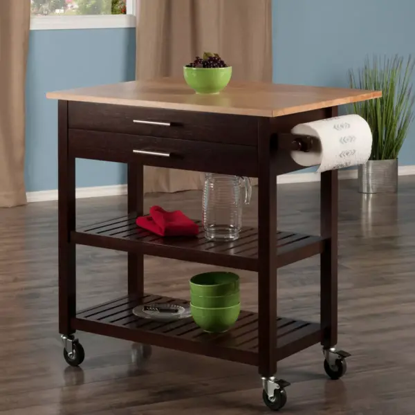 Langdon Kitchen Cart Cappuccino - Winsome