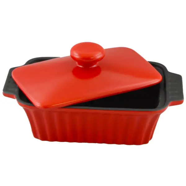 Crock Pot Denhoff 8.5in Ribbed Casserole with Lid in Red