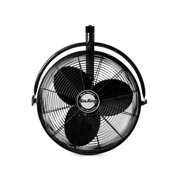 Air King 20 Inch 1/6 Horsepower 3-Speed 90-Degree Adjustable Angle Non-Oscillating Enclosed Workshop Home Garage Steel Wall Mounted Fan, Black