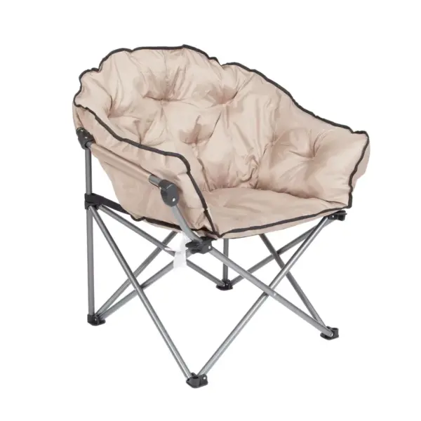 Mac Sports Foldable Padded Outdoor Club Camping Chair with Carry Bag, Beige