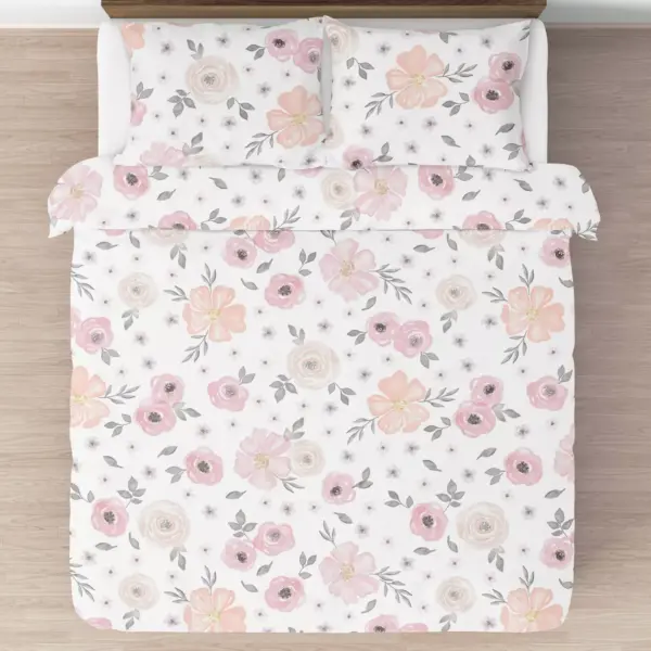 3pc Watercolor Floral Queen Bedding - Sweet Jojo Designs