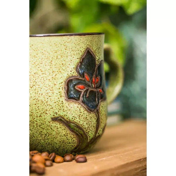 Evergreen Cypress Home Artisan Series Cup, 10 OZ., Green Wistful Floral