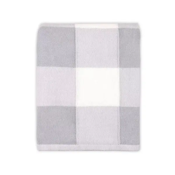 The Peanutshell Farmhouse Check Blanket - Gray