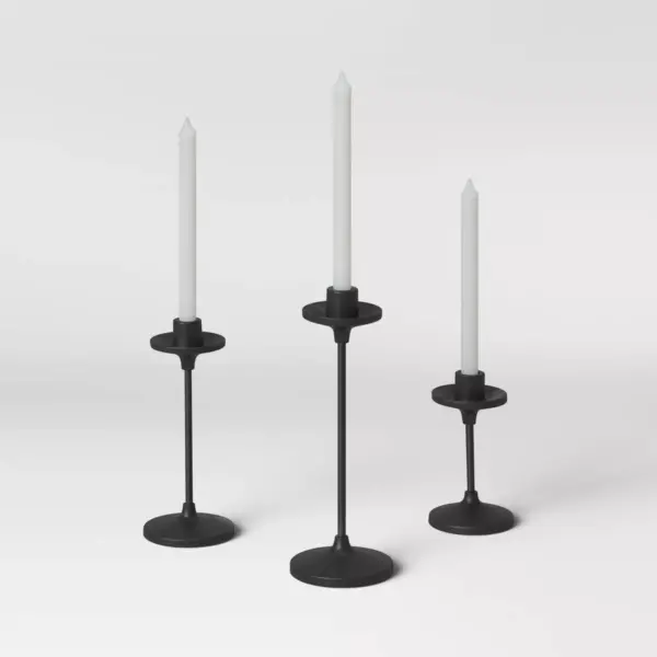 11"x4" Set of 3 Tapers Metal Candle Holder Black - Threshold™