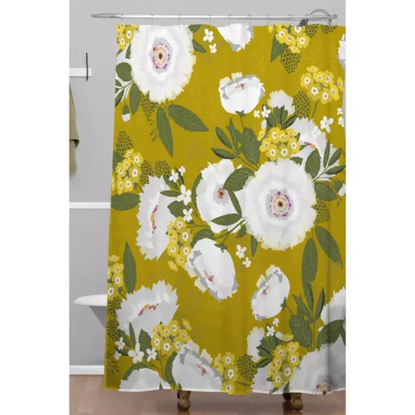 Fleurette Midday Shower Curtain Olive Green - Deny Designs