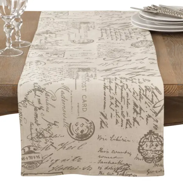 Neutral Letters Table Runner - Saro Lifestyle