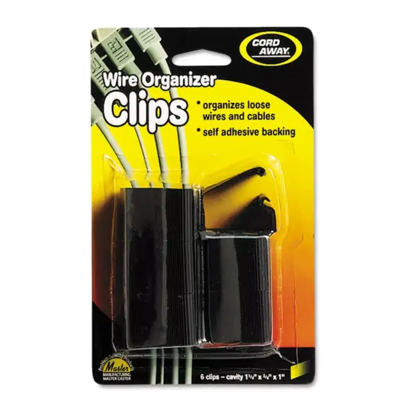 Cord Away Self-Adhesive Wire Clips Black 6/Pack 00204