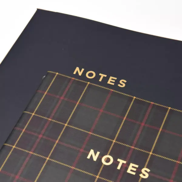 Soft Cover Jr. Notebook Set Plaid and Gold Foil 2ct - Gartner Studios