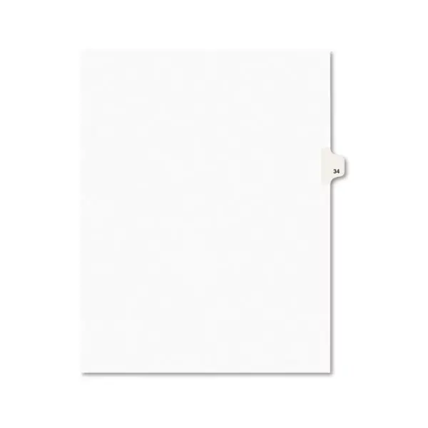 Avery-Style Legal Exhibit Side Tab Divider Title: 34 Letter White 25/Pack 01034