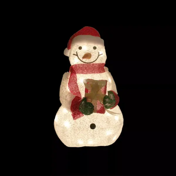 Northlight 23" White and Red Lights Snowman Outdoor Christmas Decor