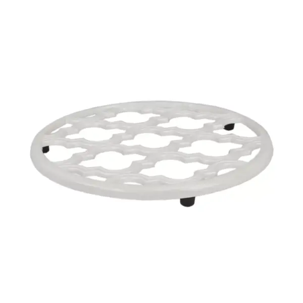 Home Basics Lattice Collection Cast Iron Trivet, White