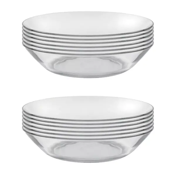 Duralex Lys Calotte 8 Inch Everyday Formal Dining Clear Tempered Glass Round Dinnerware Plates, Made in France, Set of 6 (2 Pack)