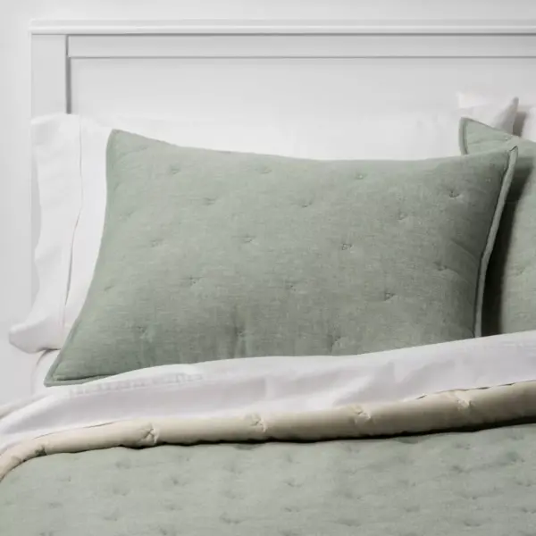 Standard Chambray Quilt Sham Green - Threshold™