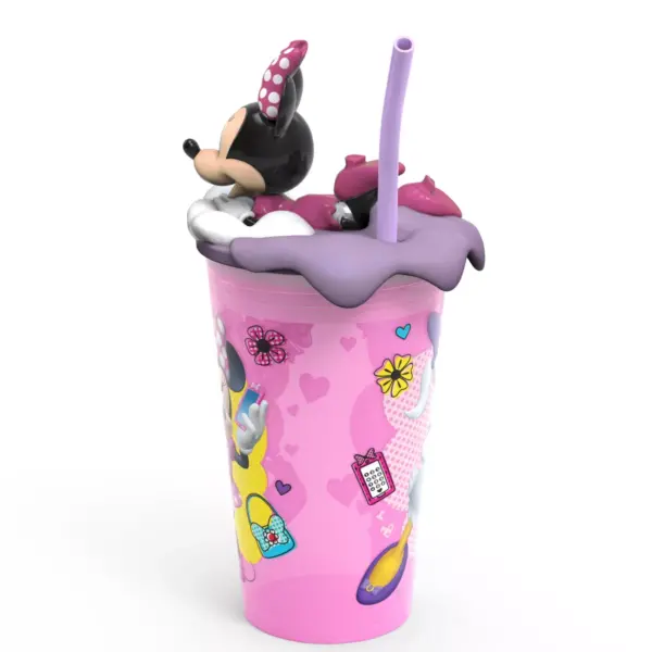 Mickey Mouse & Friends Minnie Mouse 15oz Plastic Cup With Lid And Straw Pink/Purple