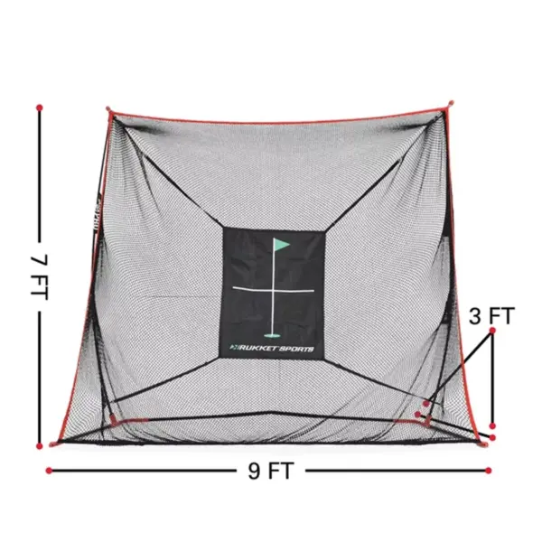 Rukket Sports Outdoor Portable 9 x 7 x 3 Foot Haack Golf Training Practice Net Pro Set with Hitting Target, Tri Turf Mat, and Carrying Bag