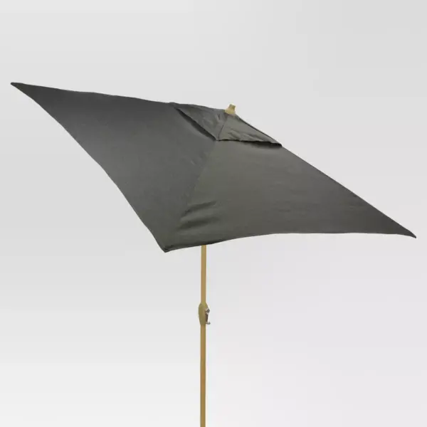 6.5' Square Umbrella - Charcoal - Light Wood Finish - Threshold™