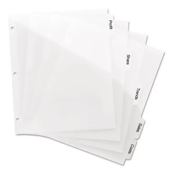 Avery Index Maker Print & Apply Clear Label Plastic Dividers 5-Tab Letter 23120