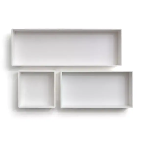 MyOfficeInnovations 3 Piece Plastic Drawer Organizer, White TR55296 24380392