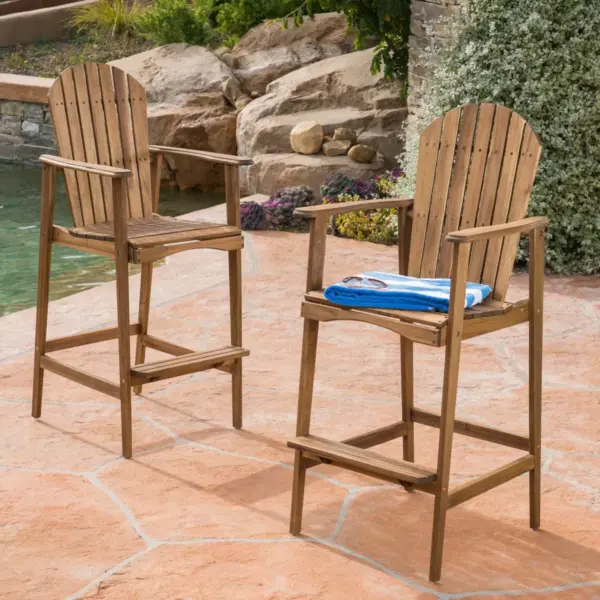 Malibu 2pk Acacia Wood Adirondack Barstools - Natural - Christopher Knight Home