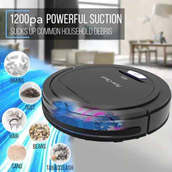 Pyle PUCRC26B PureClean Smart Automatic Robot Vacuum Compact Powerful Home Cleaning System for All Indoor Floor Surfaces, Black