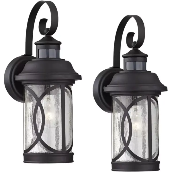 John Timberland Capistrano Black Motion Sensor Outdoor Lights Set of 2