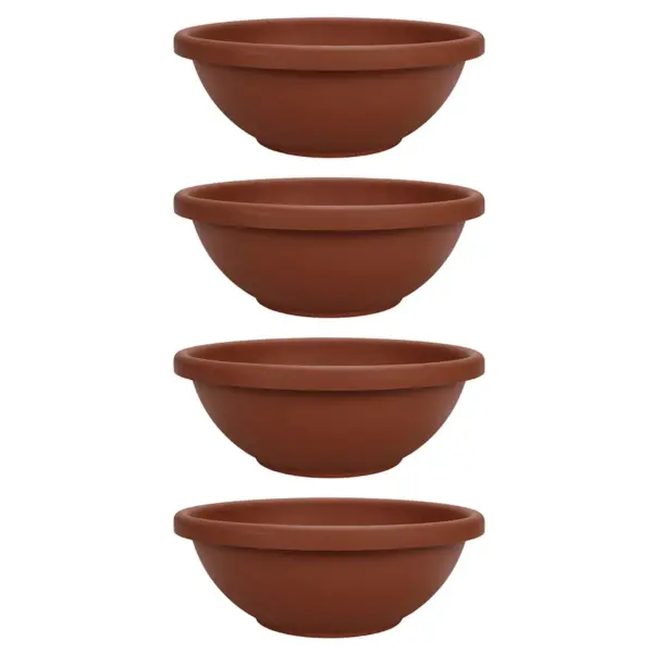 HC Companies 18 Inch Resin Garden Bowl Planter Pot, Terra Cotta Clay (4 Pack)