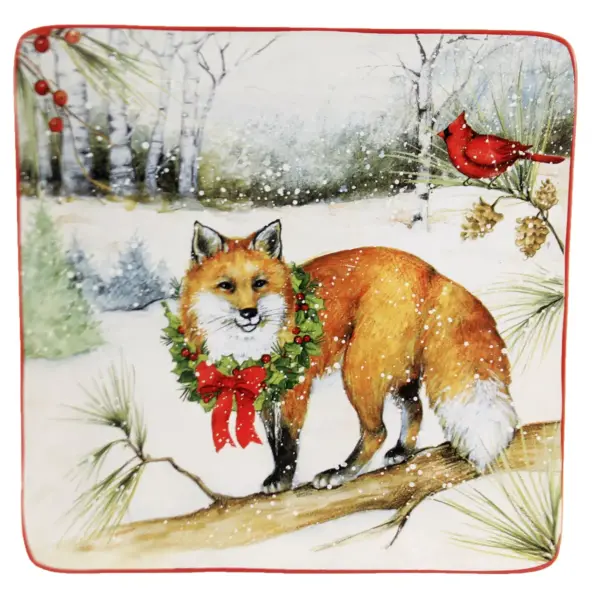 Tabletop 8.5" Winter Forest Dessert Plates Christmas Set/4 Certified International  -  Serving Platters