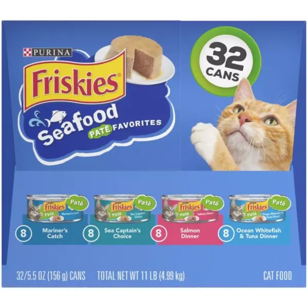 Purina Friskies Paté Wet Cat Food Seafood Favorites - 5.5oz/32ct Variety Pack