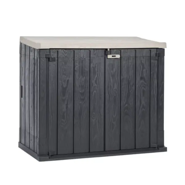 Toomax Stora Way All-Weather Resin Outdoor Horizontal Storage Shed Cabinet for Trash Cans and Yard Tools, 30 cu ft