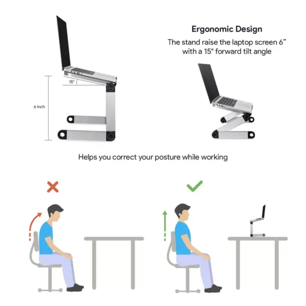 Dartwood Adjustable and Portable Laptop Stand / Holder - Compatible with MacBook Pro / Air, Lenovo, HP, Dell and other 15 Inch Laptops