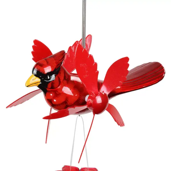 24" Metal Cardinal Spinning Wings Wind Chime Red - Exhart