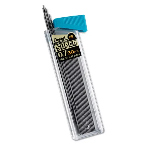 Pentel Super Hi-Polymer Lead Refills 0.7mm HB Black 30/Tube C27HB