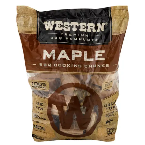 Western BBQ Maple Barbecue Flavor Wood Cooking Chunks for Grilling and Smoking Poultry, Pork, and Vegetables (2-Pack)