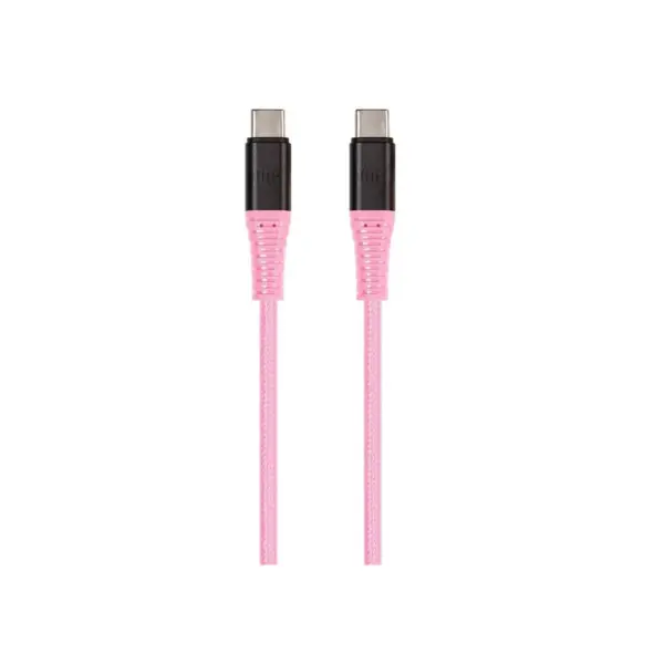 Monoprice Durable USB 2.0 Type-C Charge and Sync Kevlar Reinforced Nylon-Braid Cable - 3 Feet - Pink, 5A/100W, Aluminum Connectors - AtlasFlex Series