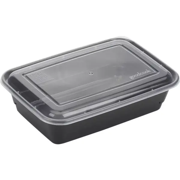 GoodCook Meal Prep 1 Compartment Rectangle Black Containers + Lids - 10ct