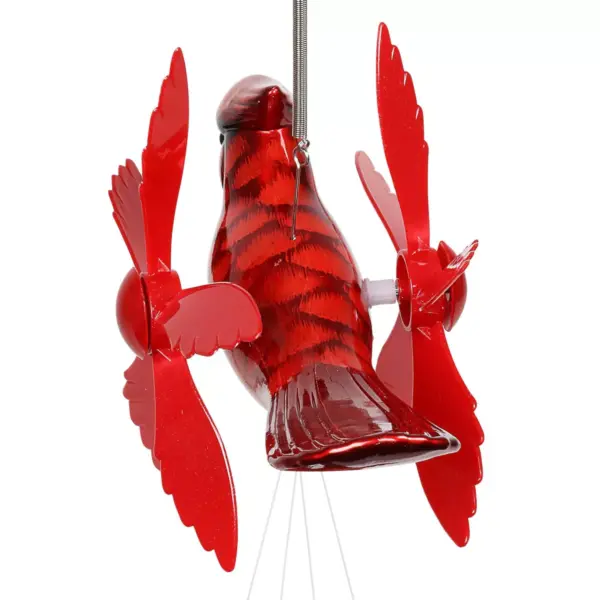 24" Metal Cardinal Spinning Wings Wind Chime Red - Exhart