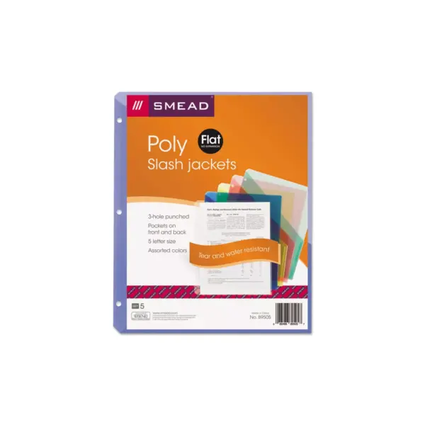 Smead Organized Up Poly Slash Jackets Letter Assorted 5/Pack 89505