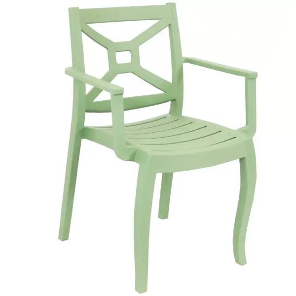 Sunnydaze Polypropylene Tristana Stackable Outdoor Patio Arm Chair, Green