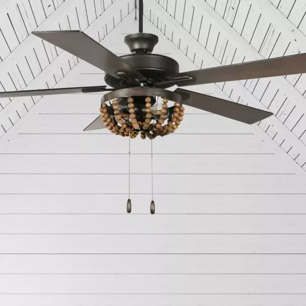 52" LED 5-Blade Wooden Chandelier Lighted Ceiling Fan - River of Goods