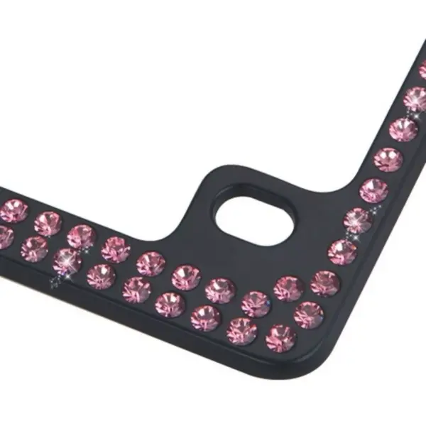 MYBAT Double Row Black Metal Motorcycle Frame with Pink Crystals