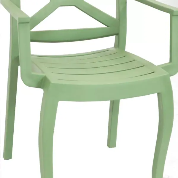 Sunnydaze Polypropylene Tristana Stackable Outdoor Patio Arm Chair, Green