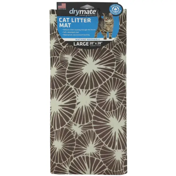 Drymate Cat Litter Trapping Mat - Flowers Gray