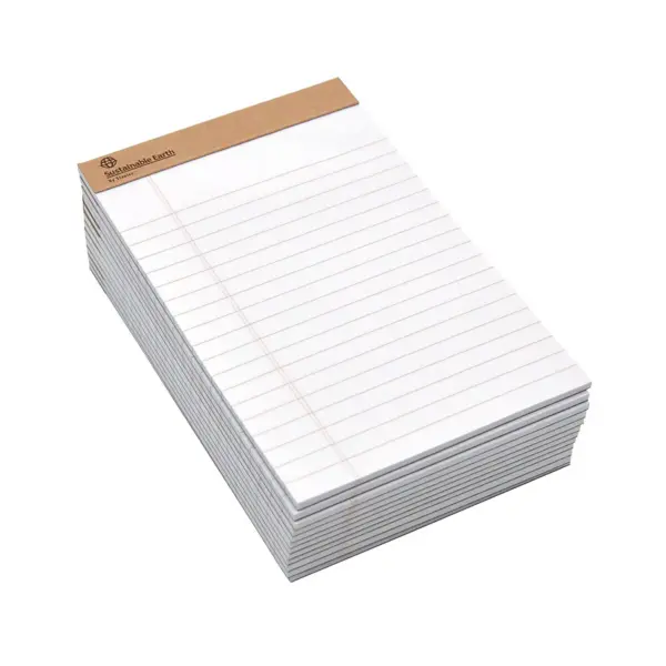 Sustainable Earth Notepads 5" x 8" Wide White 50 Sheets/Pad 12 Pads/PK (19938) 886428